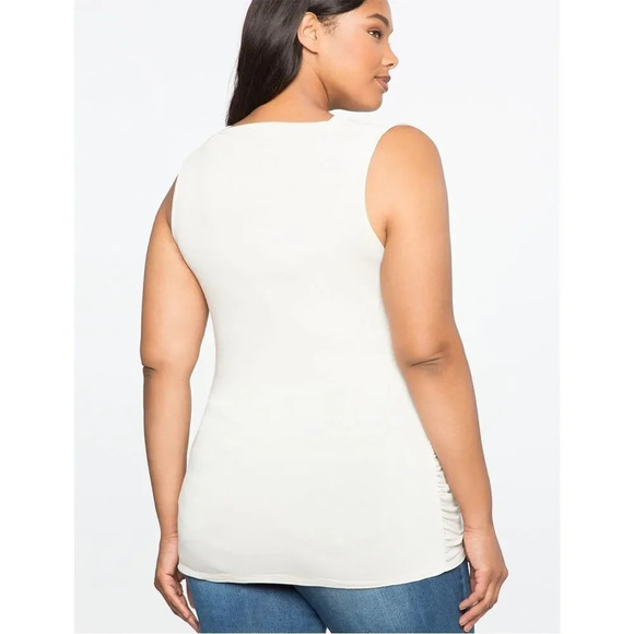 NWT ELOQUII Draped Wrap Front Ruched Red Sleeveless Top Blouse Shirt Size 14 NEW - Picture 4 of 12